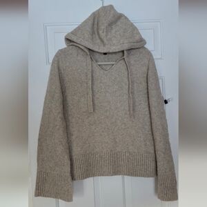 Banana Republic Hooded V-Neck Sweater in Oatmeal